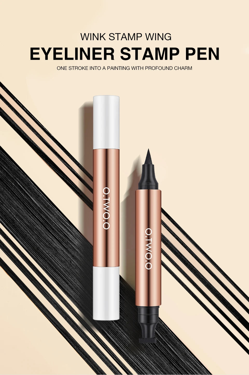O.TWO.O Eyeliner Stamp Black Liquid Eyeliner Pen Waterproof Fast Dry Double-ended Eye Liner Pencil Make-up for Women Cosmetics.