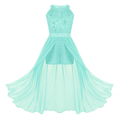 Kinder Mädchen Ärmellose Blumen Spitze Strass Party Kleid Dance Strampler für Schule Pageant Geburtstag Hochzeit Bühne Leistung.