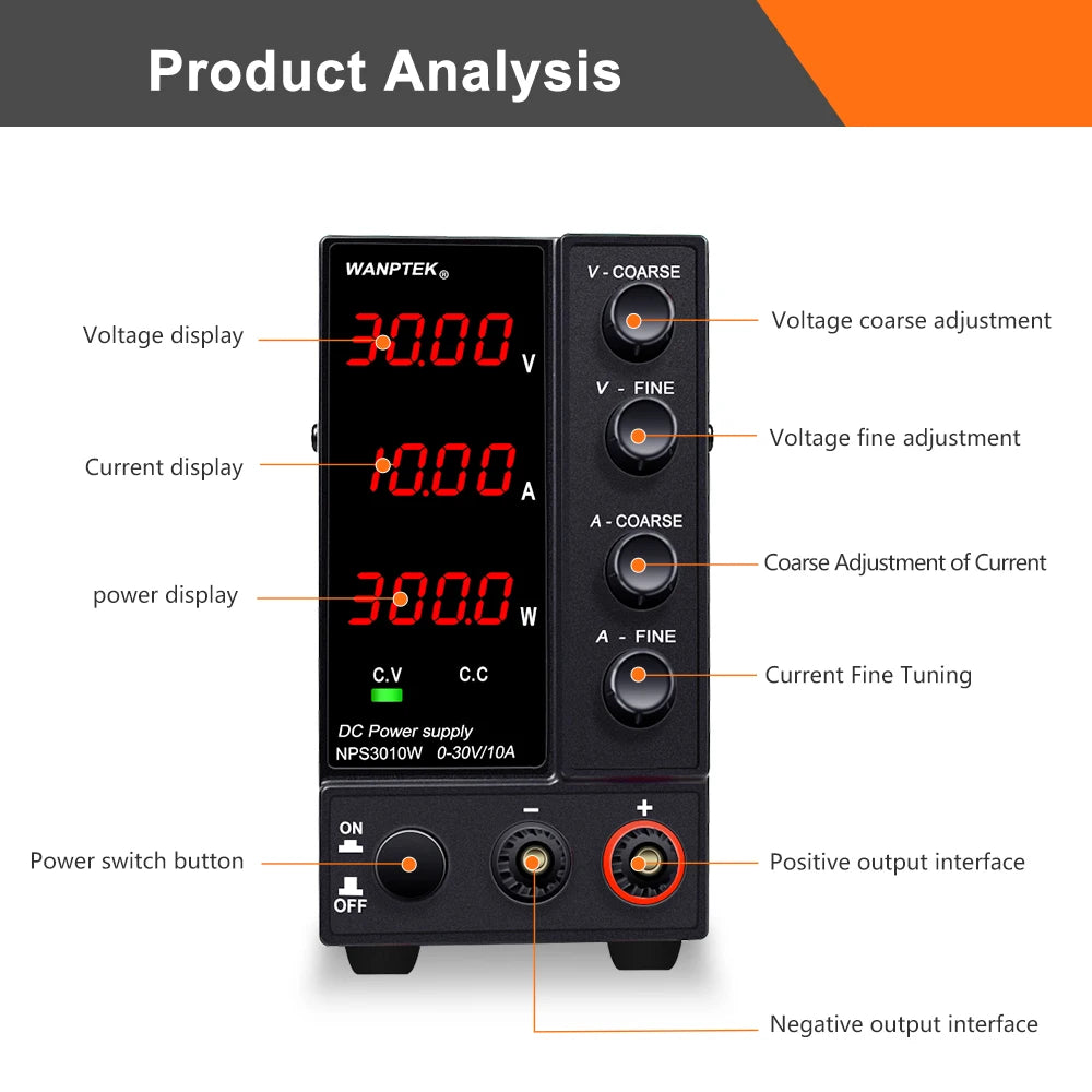Adjustable DC Power Supply 30V 10A Voltage Regulator LED Digital lab Stabilizer Switching DC Power 60V 5A Bench Source 120V 3A.