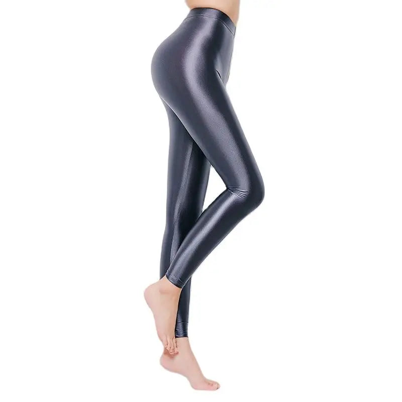 LEOHEX-Satin Glossy Sexy Leggings for Women,Trousers,Glitter Stockings,Shiny,Ankle-Length Pants,High Waist Tights,Japanese Jeggi.