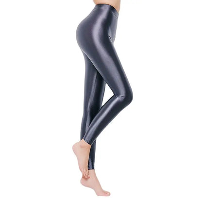 LEOHEX-Satin Glossy Sexy Leggings for Women,Trousers,Glitter Stockings,Shiny,Ankle-Length Pants,High Waist Tights,Japanese Jeggi.