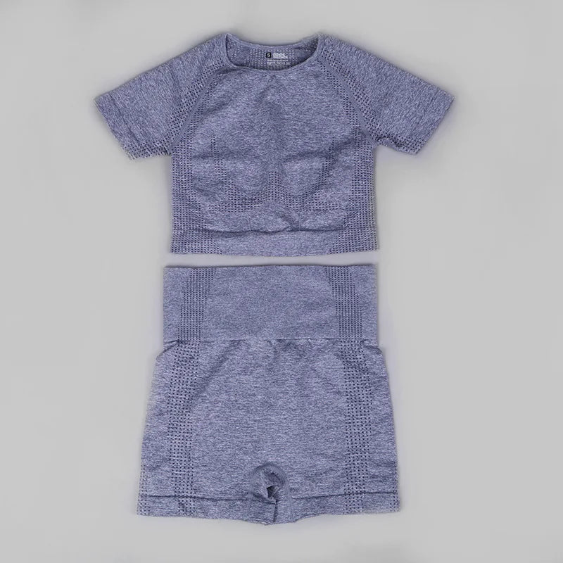 Women Vital Seamless Yoga Fitness Clothing Set High Waist Gym Leggings Crop Tops Sports Tracksuit Plush Up Sports Outfits