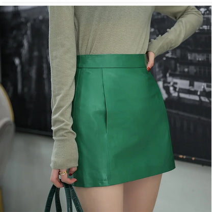 Sheepskin Leather Skirt Women 2024 Fashion New High Waist Skirt Spring Autumn Slim Mini Skirt Genuine Leather Shorts Boots Y2k.