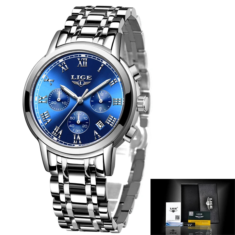 LIGE 2024 New Fashion Women Watches Ladies Top Brand Luxury Creative Steel Women Bracelet Watches Female Quartz Waterproof Watch