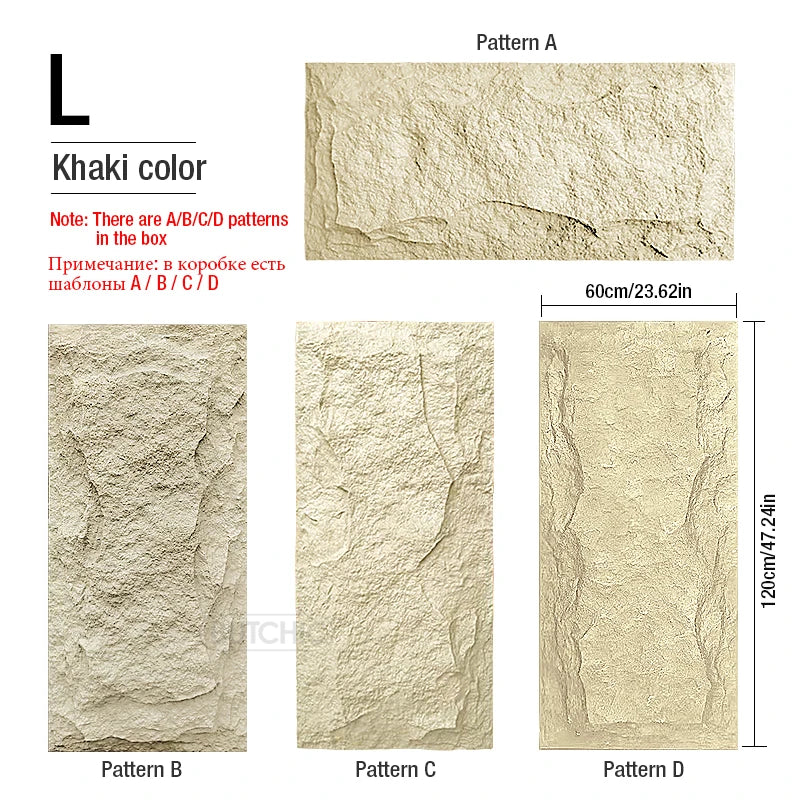 4 pcs 120x60cm high simulation stone 3D wall stickers stone pattern wallpaper wall covering living room 3D wall panel mold tile