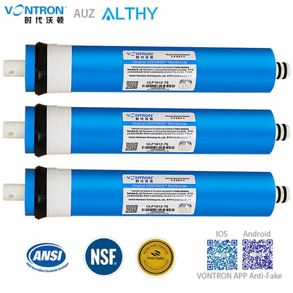 VONTRON Reverse Osmosis RO Membrane 75GPD / 100GPD Replacement Water Filter System Purifier Drinking  ULP1812-75 / ULP2012-100.