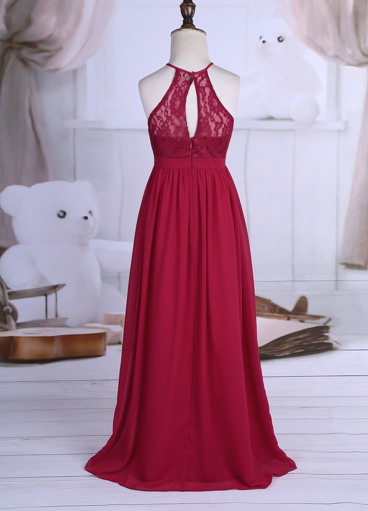 Sommer Mode Blume Mädchen Kleid Hochzeit Geburtstag Party Kinder Lange Kleid Vestido Elegante Halter Neck Floral Spitze Prinzessin Kleid.