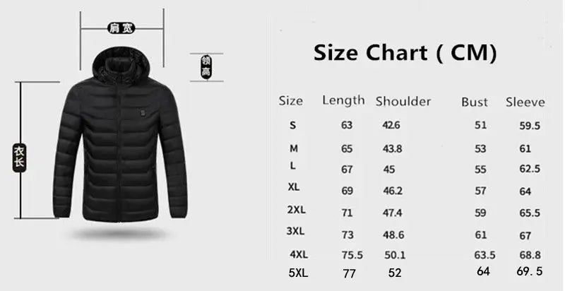 Men's parka Winter Warm USB Heating Jackets Smart Thermostat Pure Color Hooded Heated Clothing male bobojaco Warm padded jacket.