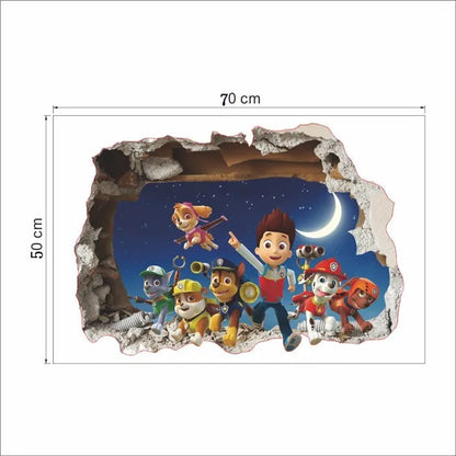 Disney 3D Cartoon  Pawed Wall Stickers For Kids Rooms Living Room Boys Girls Children Bedroom DIY Home Decor Patroling Car.