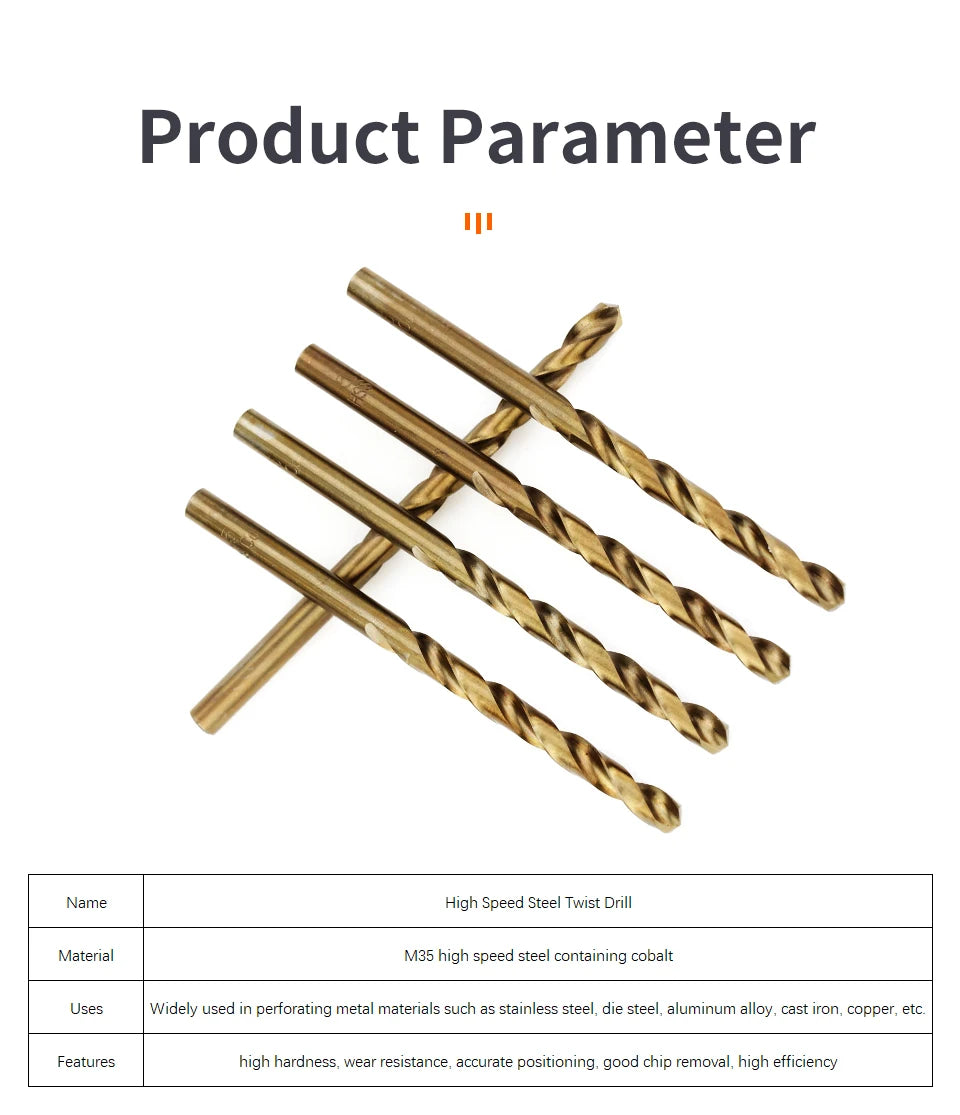 Kobalt High Speed Steel Spiralbohrer M35 Edelstahl Werkzeugset Bohrer Zubehör zum Bohren von Metall und Edelstahl