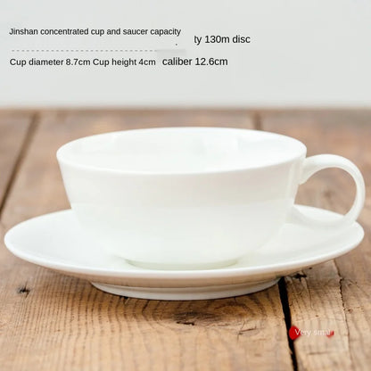 Pure White Bone China Coffee Cup Ceramic Simple Nordic Latte Cups Creative Fancy Afternoon Tea Cafe Coffee Cup and Saucer Spoon.