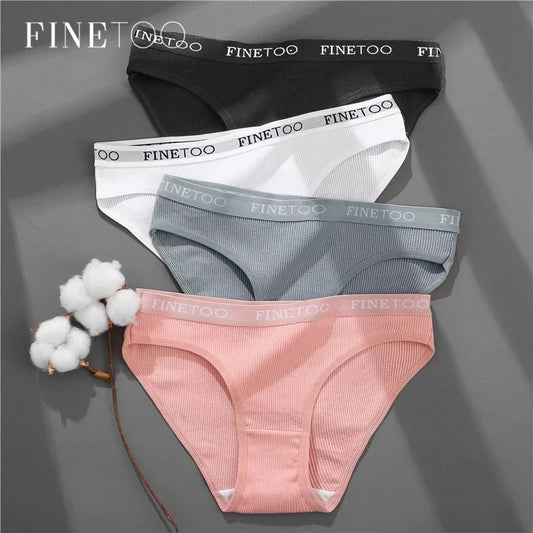 FINETOO 3PCS/Set Women's Underwear Cotton Panty Sexy Panties Female Underpants Solid Color Panty Intimates Women Lingerie M-2XL.