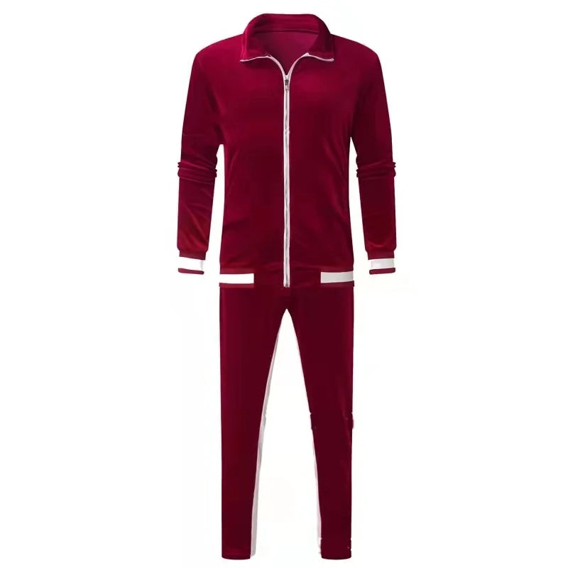 Spring Autumn Men's Velvet Set Sport Two Piece Suit Male Plus Velour Hoodies Pants Sweatshirt Sportswear Tracksuit For Men 5XL.