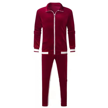 Spring Autumn Men's Velvet Set Sport Two Piece Suit Male Plus Velour Hoodies Pants Sweatshirt Sportswear Tracksuit For Men 5XL.