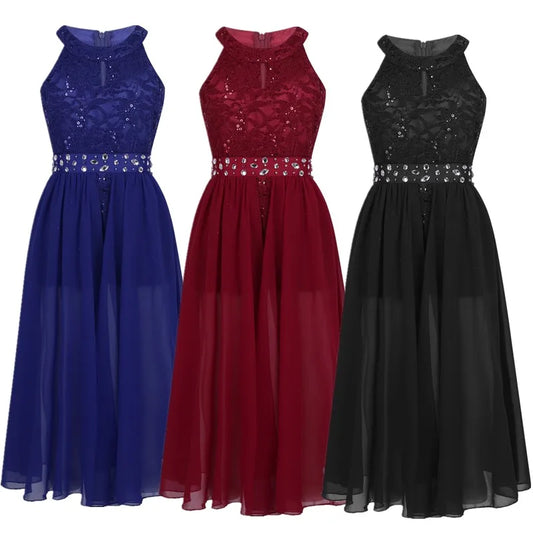 Kinder Mädchen Ärmellose Blumen Spitze Strass Party Kleid Dance Strampler für Schule Pageant Geburtstag Hochzeit Bühne Leistung.