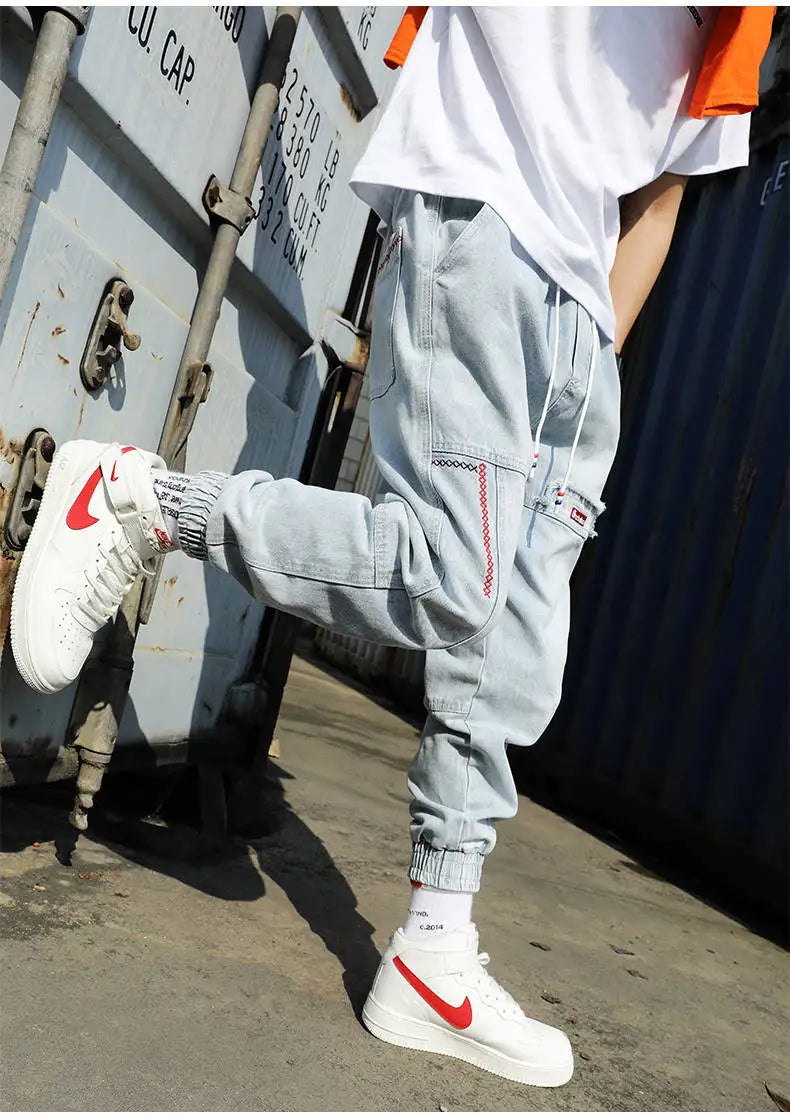 2025 New Streetwear Hip Hop Cargo Pants Men's Jeans Elastic Harun Joggers In Autumn and Spring Men ClothIng.