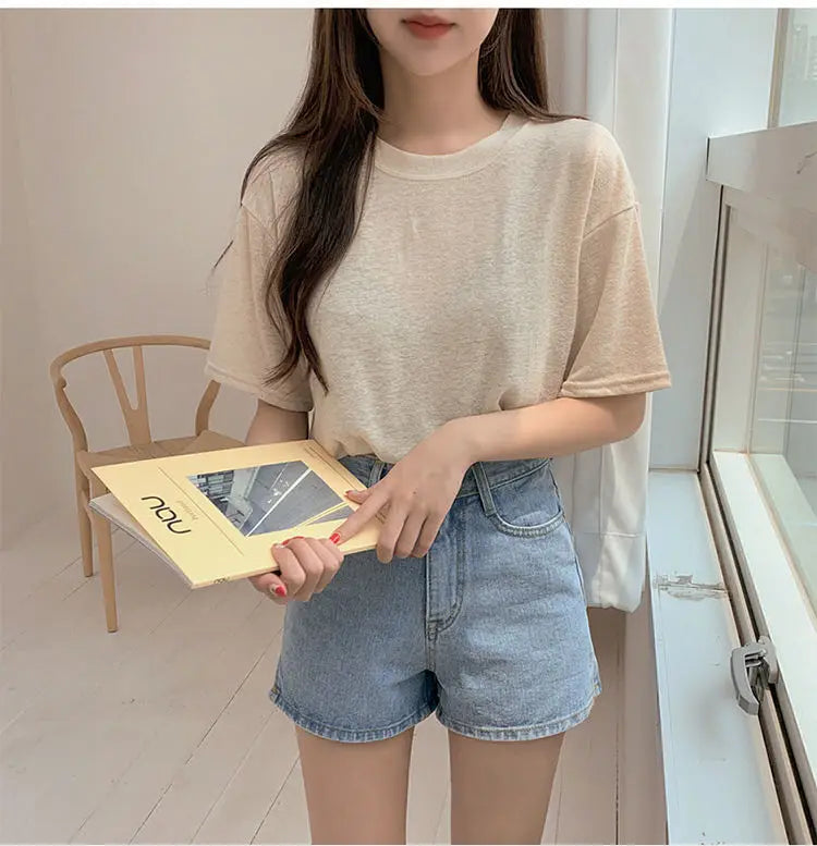Shorts Women Summer Breathable XS-3XL Solid Simple All-match 3 Colors Girls Cute High Waist Fashion Ulzzang Streetwear Denim