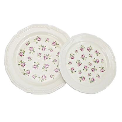 Ceramic Plate French Style Retro Floral Reliefs Food Plate Yogurt Salad Bowl Dessert Plate Dish Dinner Wedding Set Dinner Plates.