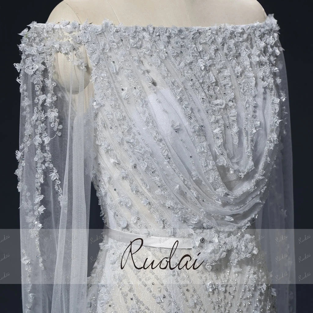 PEV-L3058 Luxury Heavy Beaded Party Gowns See Through Long Sleeve Customized Sexy Off Shoulder Evening Dress From Istanbul.