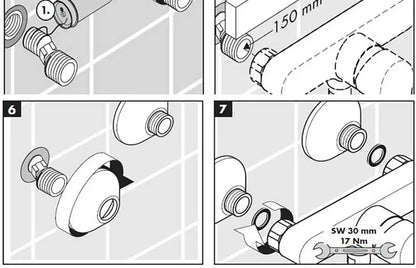 Black Waterfall Shower Faucet Bathroom Wall Mounted Bathtub Shower Faucets Dual Handles Hot Cold Water Mixer Tap with Handshower