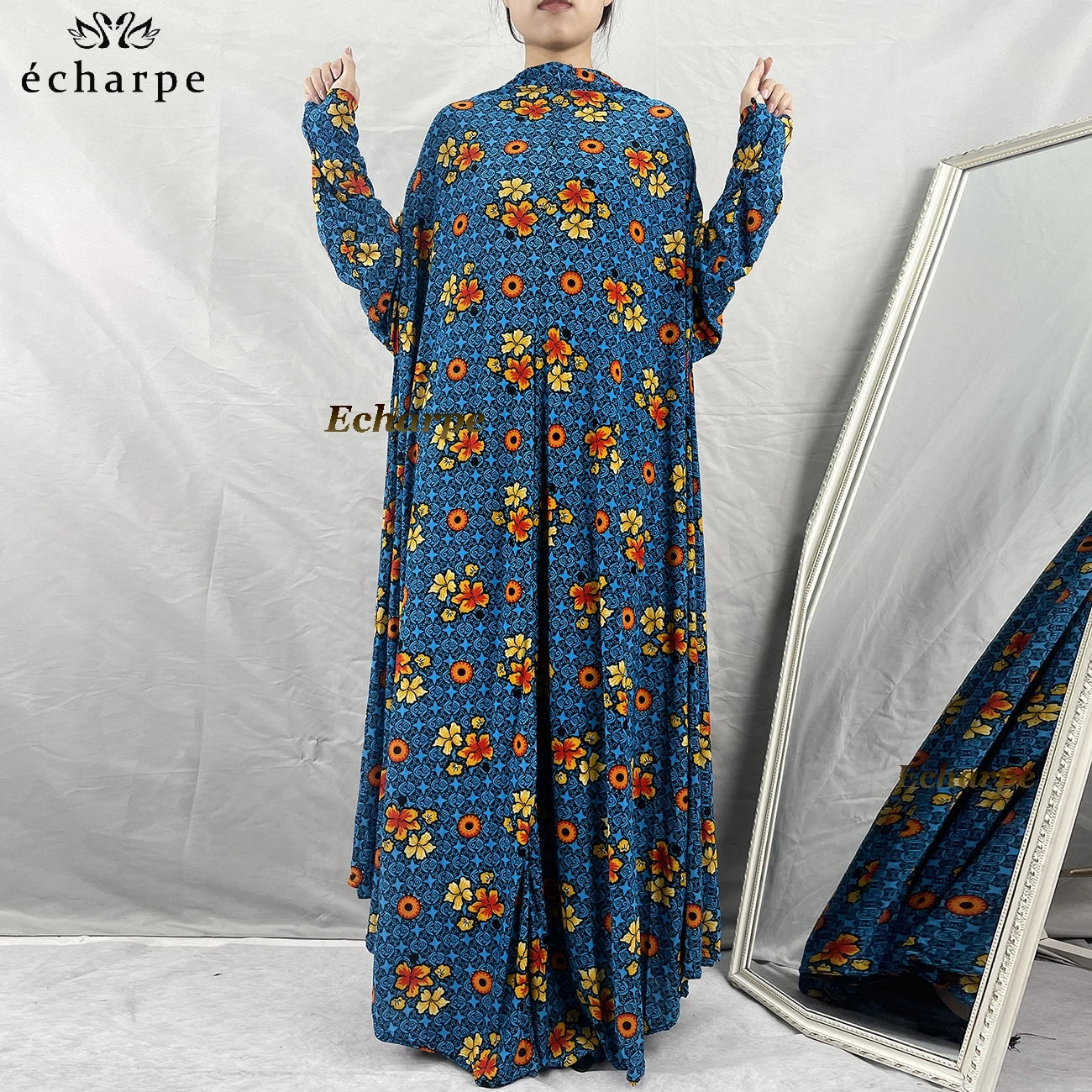 1 Pieces Muslim Hijabs Dress Women's Prayer Garment Dubai Abaya Arab Jibab Islam Flowers Djellaba Femmel Khimar Caftan Clothes