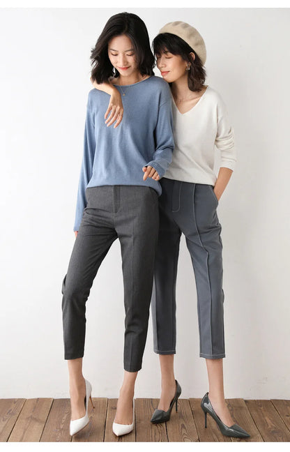 2025, frühling Herbst Frauen Pullover Solide Strickwaren Koreanische Lose Weibliche Grundlegende Casual Jumper Stretch Pullover Himmel Blau Rosa Pullover