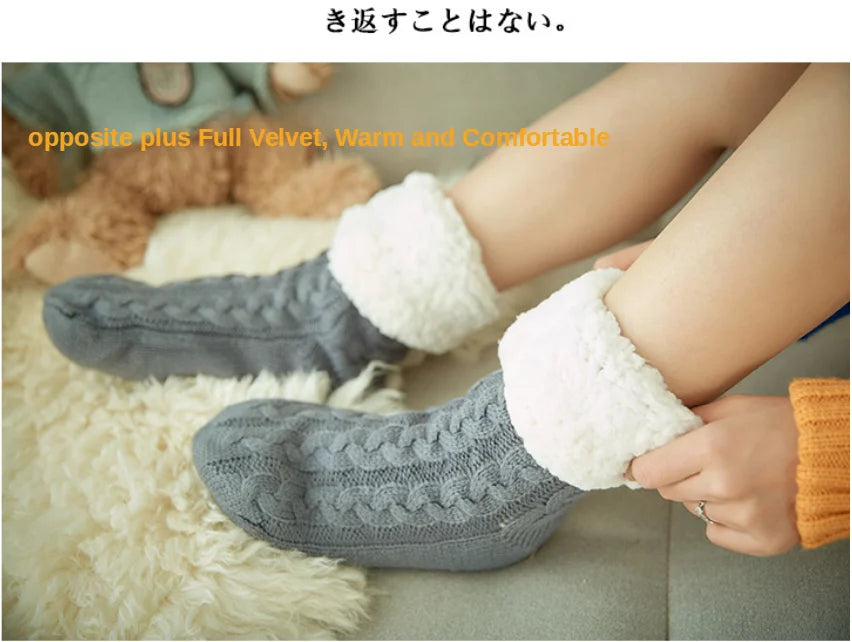 Womens Fuzzy Thermal Sock Plush Grip Hemp Winter Soft Female Home Indoor Warm Bedroom Non slip fluffy Thick Slipper Floor Sock.