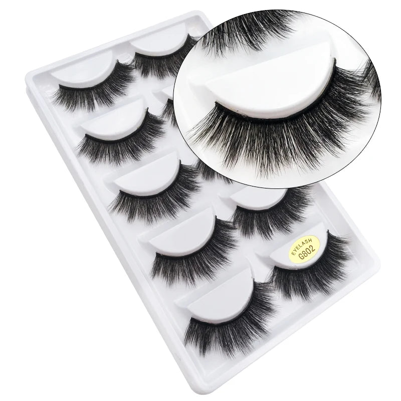 MEISHENJIE 5 pairs eyelashes 3d mink lashes natural long 1 box mink eyelashes 1cm-1.5cm 3d false eyelashes full strip lashes.