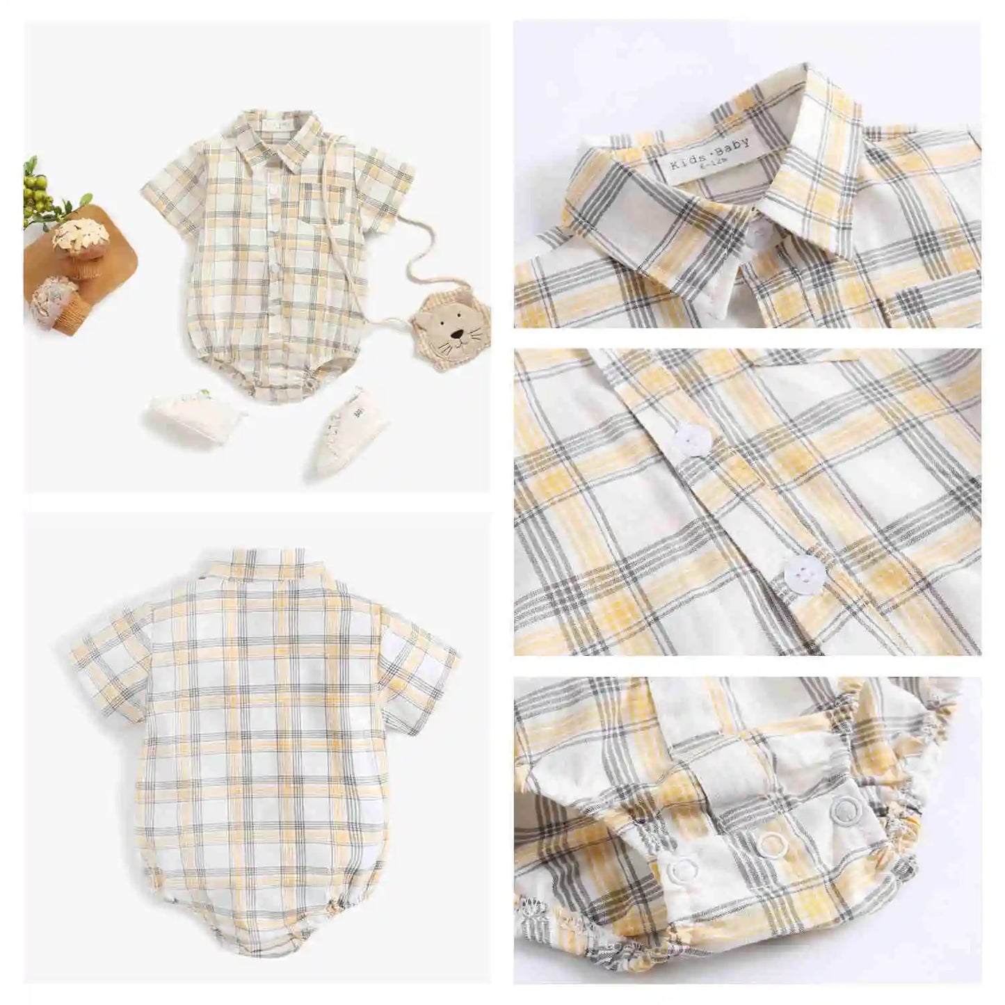 Sanlutoz Baumwolle Baby Jungen Bodys Mode Neugeborenen Kleidung für Baby Jungen Kurzarm Sommer Baby Kleidung Plaid