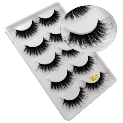 MEISHENJIE 5 pairs eyelashes 3d mink lashes natural long 1 box mink eyelashes 1cm-1.5cm 3d false eyelashes full strip lashes.
