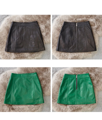 Sheepskin Leather Skirt Women 2024 Fashion New High Waist Skirt Spring Autumn Slim Mini Skirt Genuine Leather Shorts Boots Y2k.