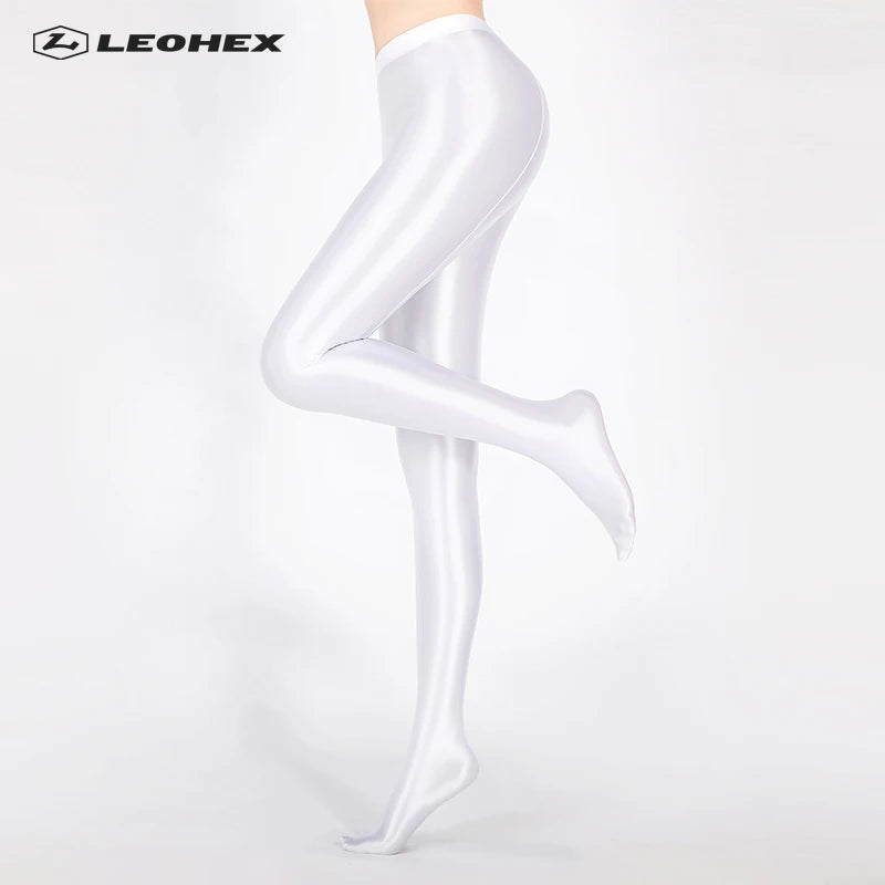 LEOHEX-Satin Glossy Sexy Leggings for Women,Trousers,Glitter Stockings,Shiny,Ankle-Length Pants,High Waist Tights,Japanese Jeggi.