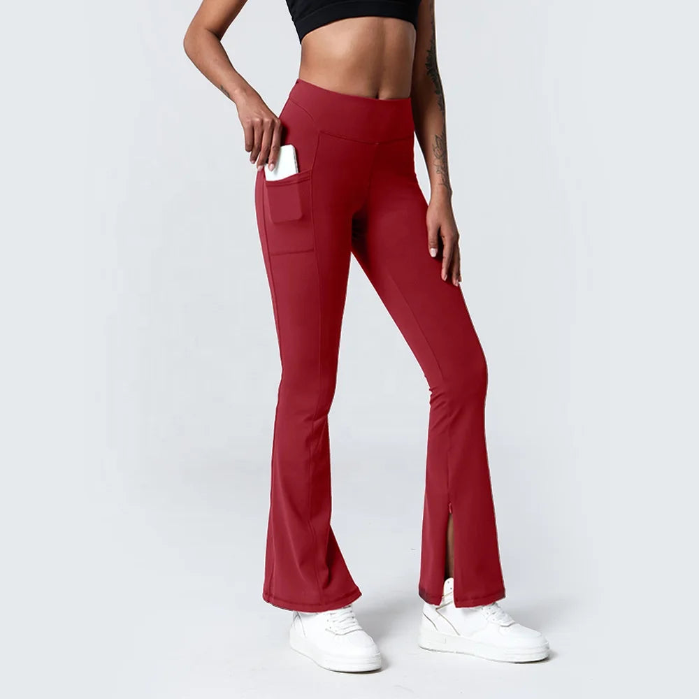 Luluyun Bottom Zipper up Leg Open Wide Leg Pants for Women Casual Elastic High Waist Loose Long Pants.