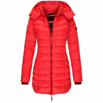 Winter Jacken für Frauen Zipper Mit Kapuze Baumwolle Gepolsterte Jacken Langarm Warme Mantel Schlank Parka Weibliche Tragbare Outwear.