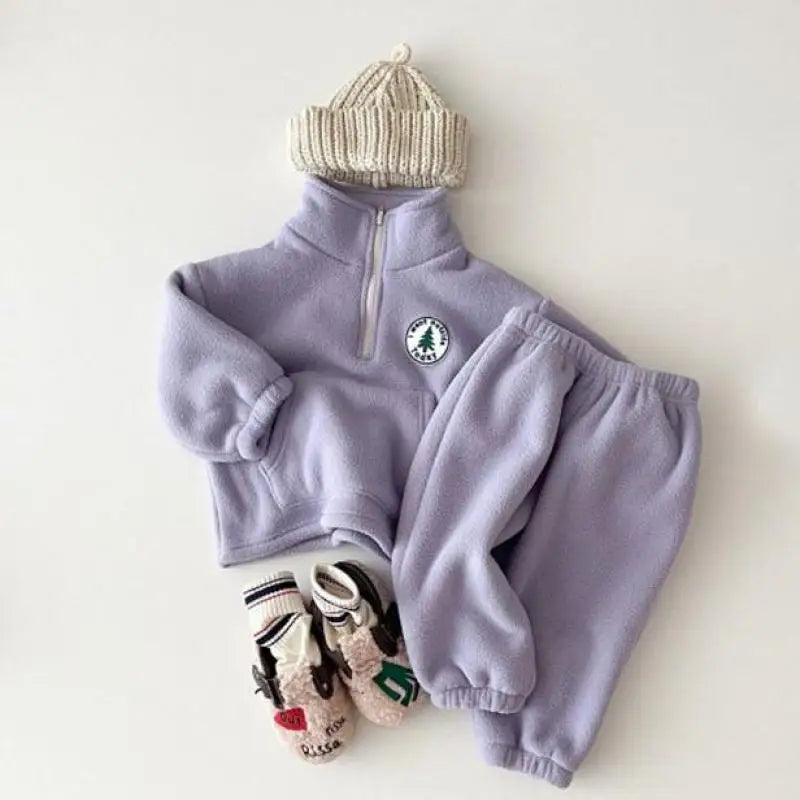 Baby Jungen Kleidung Sets Kinder Verdicken Sweatshirt Kinder Kleidung Mädchen Solide Baumwolle Langarm Pullover Tops + Hose Anzüge 2 stücke.