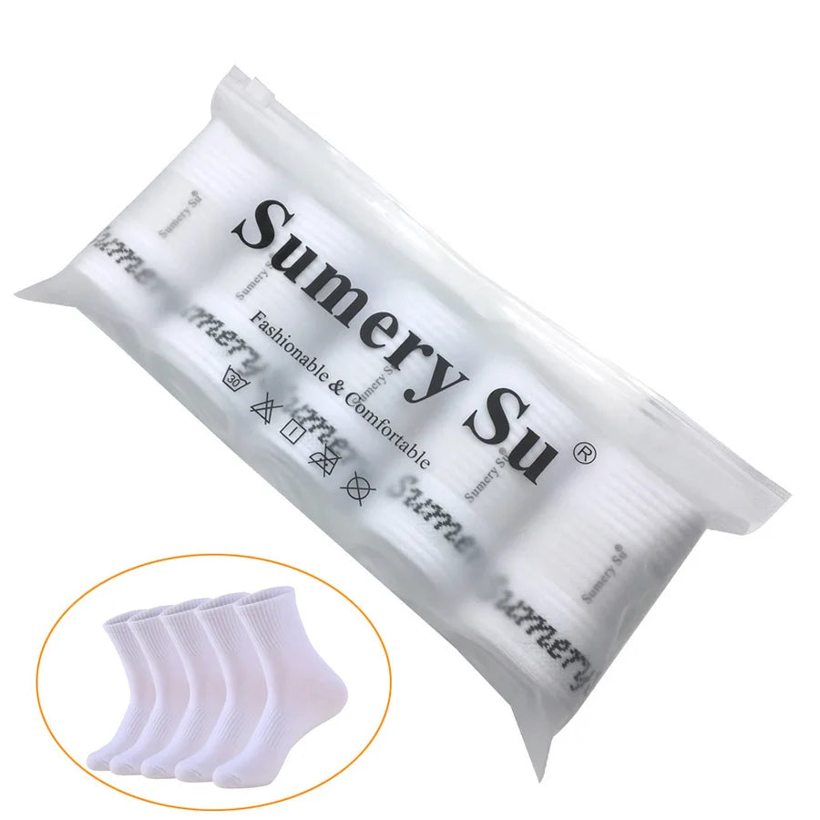 5 Pairs/Lot Socks Men Cotton Running Casual Thick Solid Compression Breathable Outdoor Travel Long High Crew Sock Male 4 Styles.