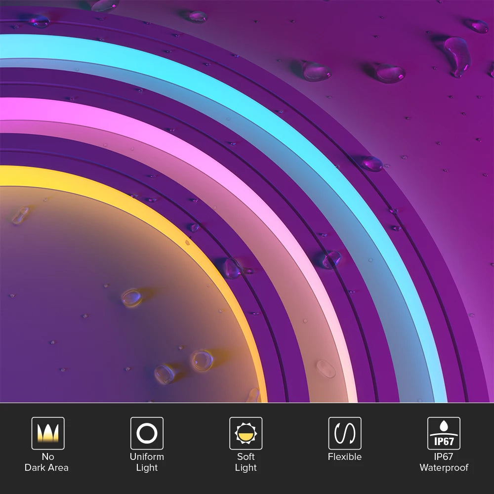 WS2812B WS2811 Neon Sign Tube SK6812 RGBW LED Strip Light Silica Gel 1m 2m 3m 4m 5m Flexible Neon Soft Lights Tube for Outdoors.