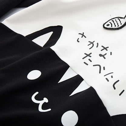 Spring Ladies Long Sleeve Cat Sweatshirt Womens Casual Kitty Cat Print Pocket Thin Hoodie Blouse Top Shirt худи женское платье.