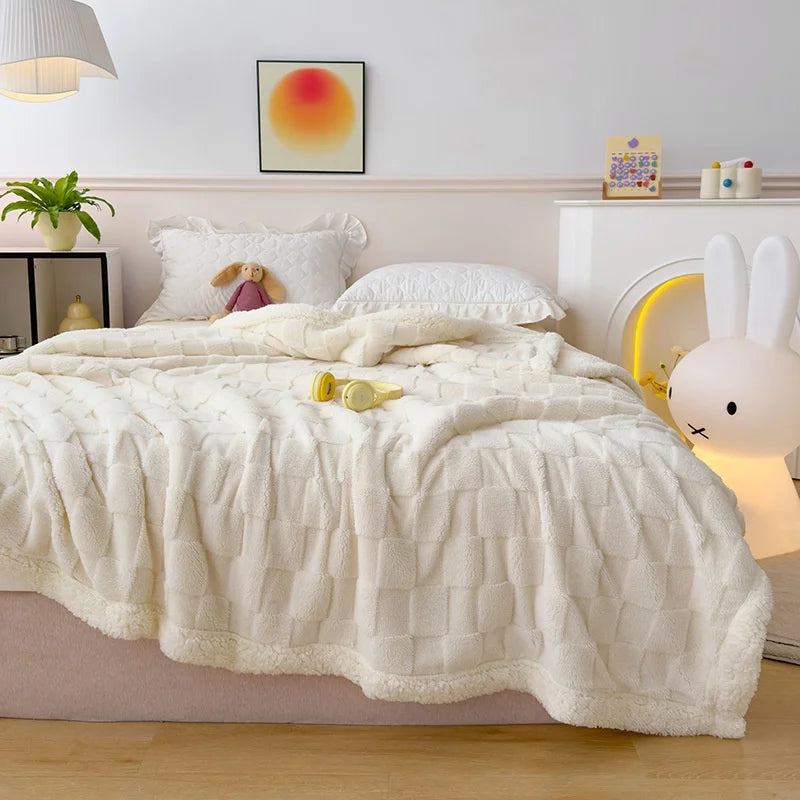 Ornate Jacquard Taffeta Comfort Blanket 100% Polyester Double-Layer Knitted Eco-Friendly Embroidered Pattern.