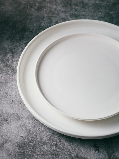 Nordic Ceramic Western Dinner Plate Steak Plate Creative Western Breakfast Plate Flat White Household Dinner Plate Dish.