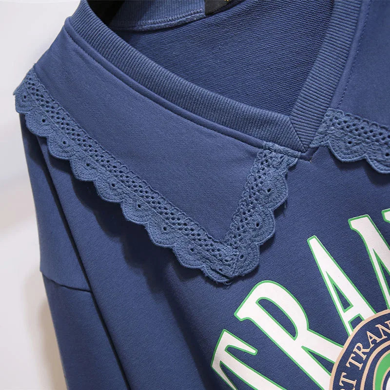 150Kg Plus Größe frauen Herbst Faul Stil Puppe Kragen Sweatshirts Fehlschlag 157cm 6XL 7XL 8XL 9XL 10XL lose Dünnen Langen Ärmeln Top.