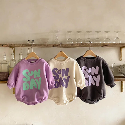 Herbst Baby Stram pler Brief druck Jungen ein Stück Pelz Futter Kleinkind Outfit.