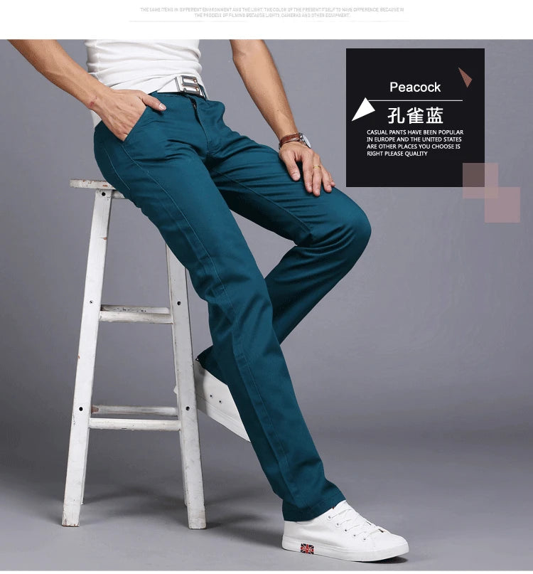 2022 Spring summer New Casual Pants Men Cotton Slim Fit Chinos Fashion Trousers Male Brand Clothing 9 colors Plus Size 28-38.