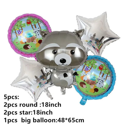 Dschungel Thema Partei Dekor Versorgung Einweg Geschirr Set Wald Tier Fuchs Hedgehog Ballon Baby Dusche Kid Geburtstag Kuchen Topper