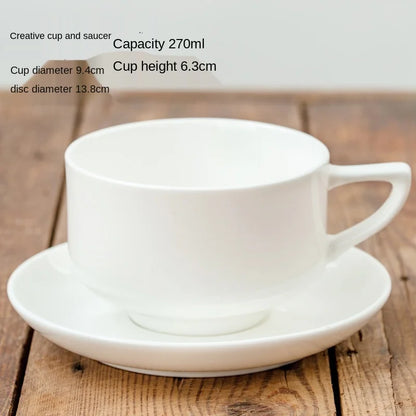 Pure White Bone China Coffee Cup Ceramic Simple Nordic Latte Cups Creative Fancy Afternoon Tea Cafe Coffee Cup and Saucer Spoon.