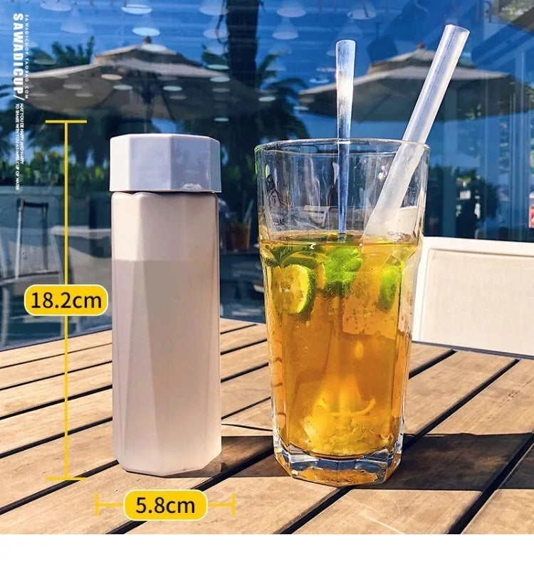 Portable Plastic Water Bottle Creative Matte Water Cup Outdoor Juice Leak-Proof Sports Bottle with Rope Travel Camping Bottles.