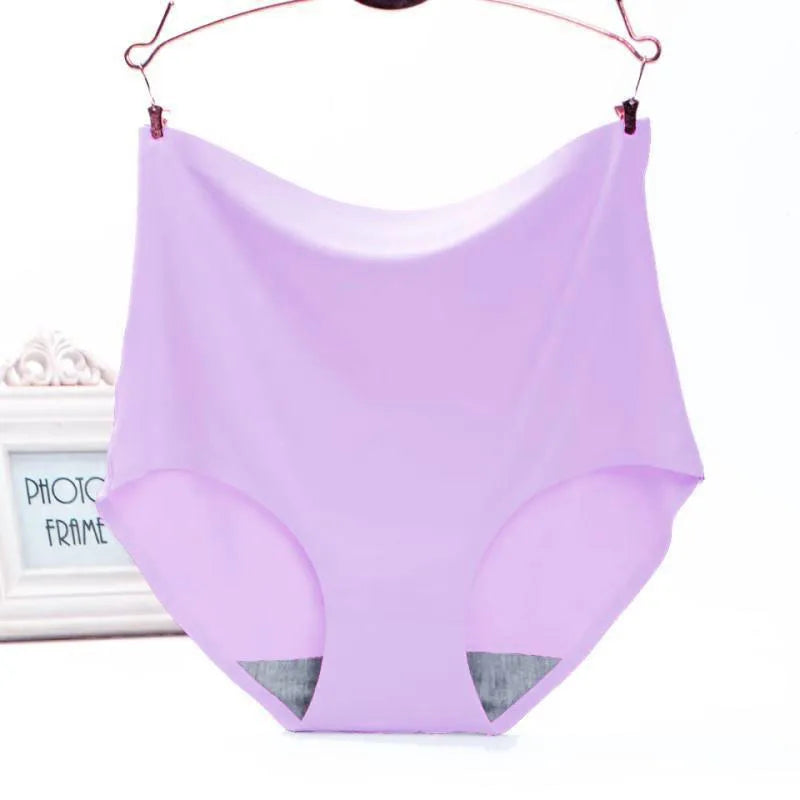 Women's underwear ice silk High waist Seamless Panties soft Lingerie Slimming Abdomen In Hip Lift plus size Breathable Briefs