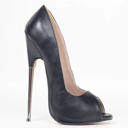 JIALUOWEI 7 Inch High Heel Peep Toe Stiletto Pumps Sizes 36-46.
