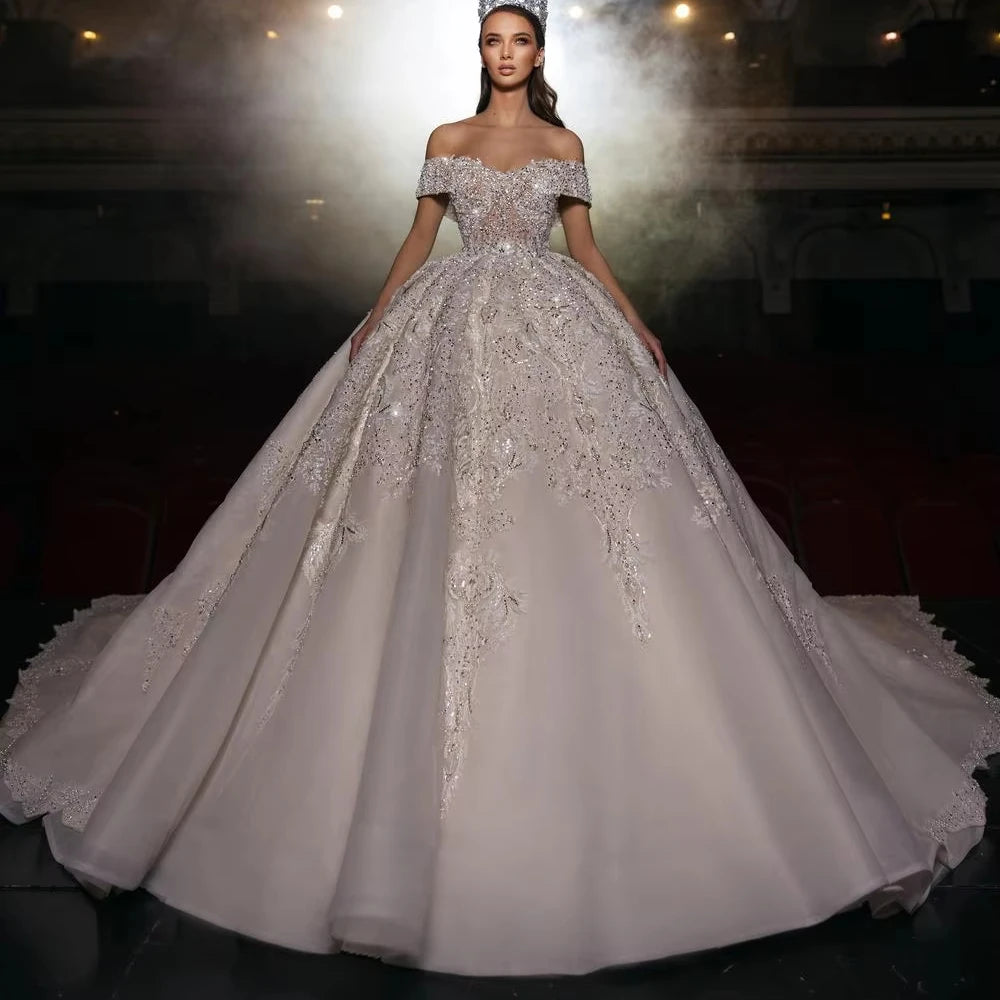 2024 Luxury Wedding Dress Lace Bridal Gowns Wedding Dress Illusion Embroidered Beaded Lace Stain Wedding Dress Bridal Gown.