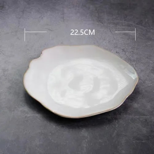 European Style Ceramic Kitchen Tableware Irregular Rice Bowl Creative Dessert Salad Bowl Porcelain Dinner Plate Sauce Dish